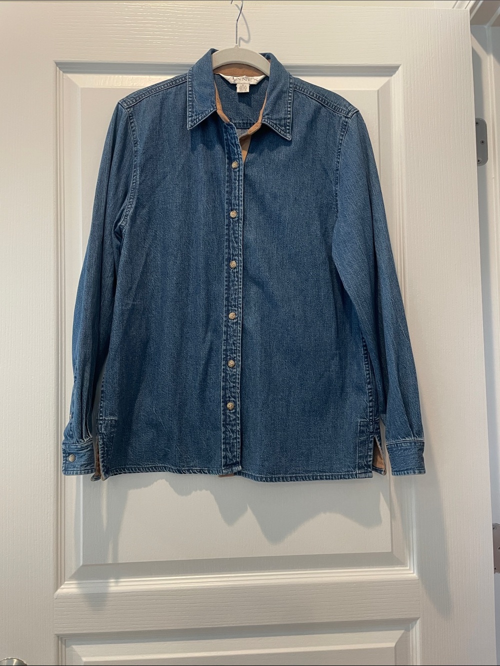 Casual Corner Annex Blue Denim Jacket with Tan Suede Trim